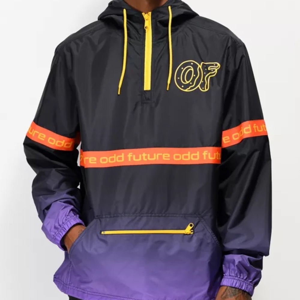 Odd Future Ombre Black & Purple Anorak Jacket Windbreaker Sz: S
